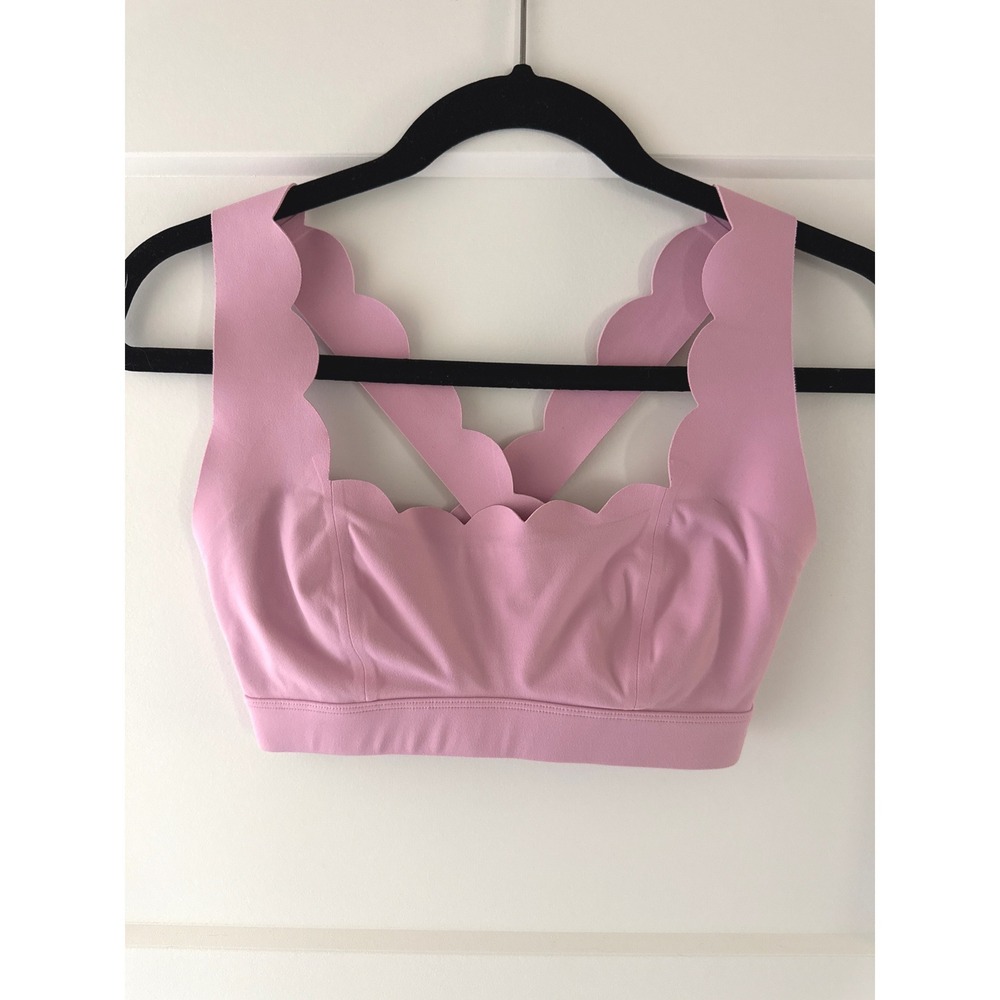 Wiskii Pink Sports Bra Scalloped Edge Crisscross Back Activewear Small - Picture 6 of 8